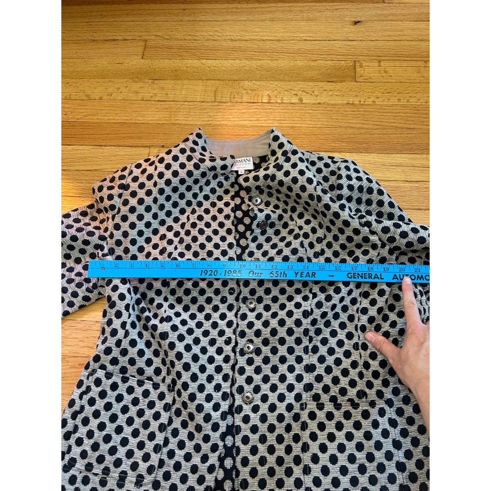 Armani Collezioni Polka Dot Button Front Jacket Gray Black Made in Italy Sz 16 - Picture 4 of 8